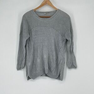 Poetry Women's Gray Crew Neck Long Sleeve Knit‎ Linen Sweater Size 8 Lagenlook